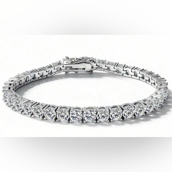 New 4mm CZ Tennis Bracelet 18k White Gold PlatedClassic Diamond Look 7in